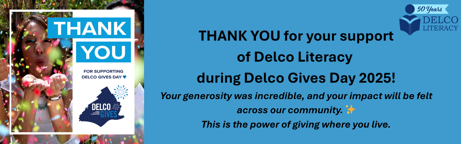 Delco Gives Thanks Literacy Charity 2025
