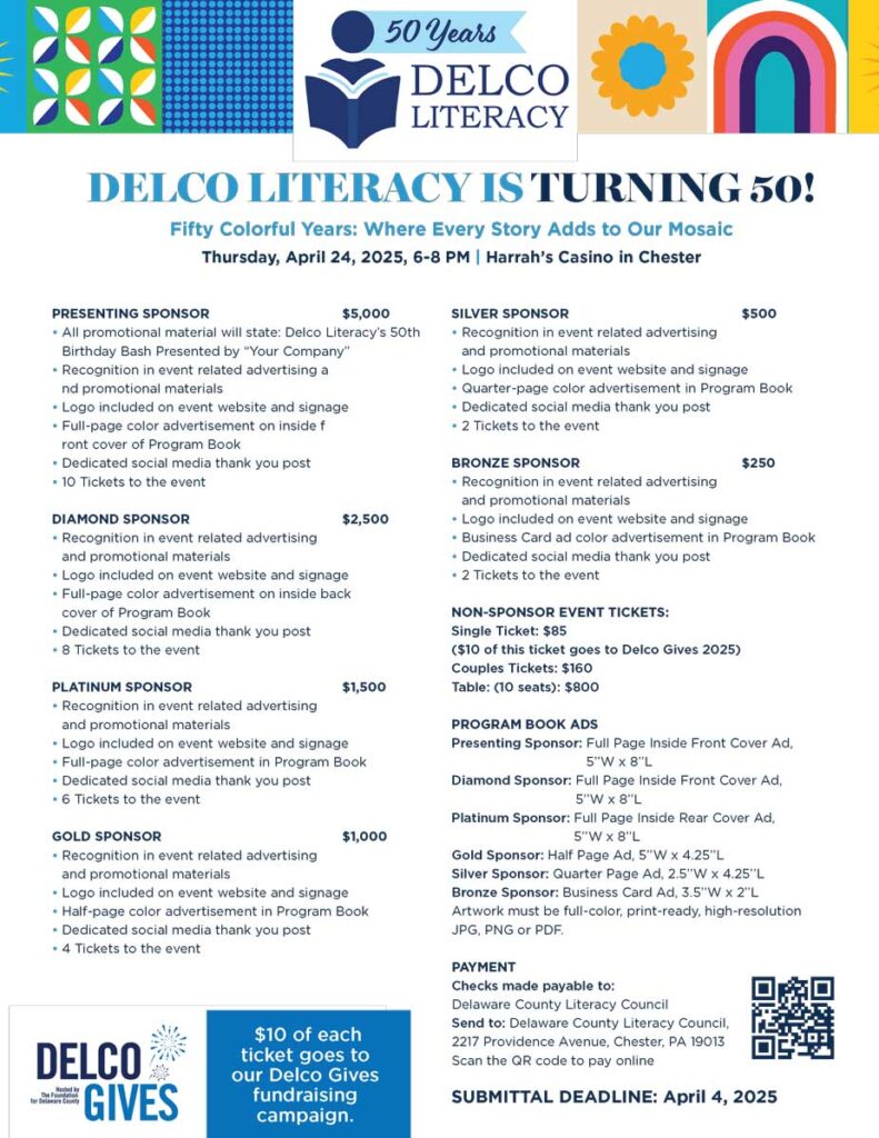 Turning 50 Event for Literacy in Delco